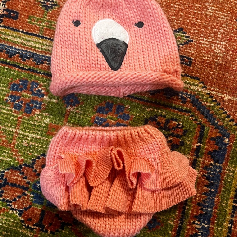 Target Pink Flamingo Knit Diaper Cover Set